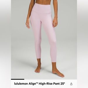 lululemon align leggings 25” size 2 pink peony